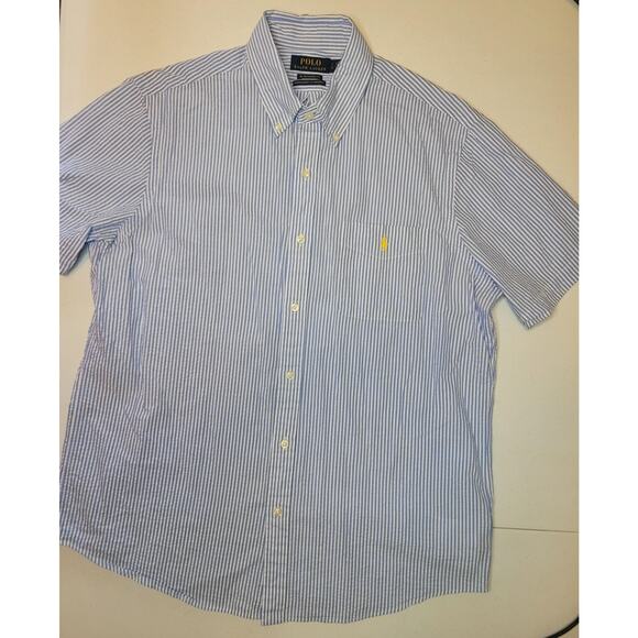 Polo Ralph Lauren RL Untucked Fit Prepster Classic Fit Seersucker Shirt Sz Large - Picture 12 of 15
